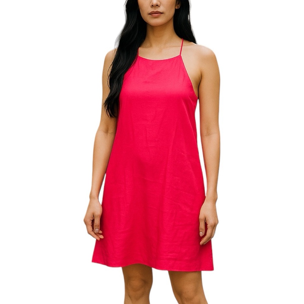 Lavender Brown Silk Halter Mini Dress XS Hot Pink Quiet Luxury
